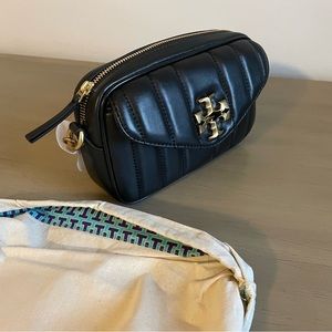 BRAND NEW Tory Burch
Mini Kira Black Quilted Leather Camera Bag